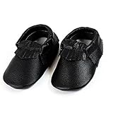 Lookatool ®ベビータッセルソフトソールレザーシューズ幼児少年少女幼児用モカシン カラー: ブラック