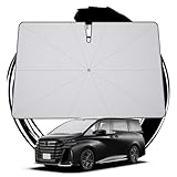 ruiya 車用サンシェード 新型 トヨタ アルファード40系 サンシェード 傘 専用 フロントガラス パラソル ヴェルファイア 40系 日除けシェード 曲がる中棒 ガラス繊維10本骨 車中泊 遮光 遮熱 UVカット 約10cm露先が折れる可能 スエード収納袋付き 40アルファード 傘型サンシェード アルファード40系 アクセサリー カスタムパーツ ヴェルファイア40系パーツ