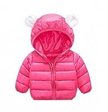 ダウンコート キッズ コート 子供服キッズ 中綿ジャケット 耳フード付き 赤ちゃん 男の子 女の子 可愛い ソフト 保温 暖かい お洒落 (70cm, ローズ)