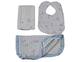 Caught Ya Lookin' Baby Bib with Burp Cloth and Thumb Blanket Set, Puppy/Blue by Caught Ya Lookin'
