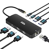 【マルチモニター 3画面拡張 2つHDMI＋DP＋LAN 】Selore 8in1ドッキングステーション hdmi 2つ 4K対応 3画面出力 モバイルタイプ 100W 急速充電 Displayport LAN 2 USB-A/USB-C 3.0ポート usb ハブ type-c MacBook Pro/Air 2020 Dell/Lenovo Yoga HPなどタイプC機種に対応