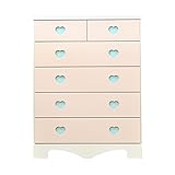 アルファタカバ 子供部屋に置きたいキッズチェスト ポップハート 幅75cm5段タイプ パステルピンク(取っ手ブルー)