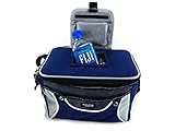 Reusable Lunch Tote Bag - Insulated 9 Flip Top Can Cooler with Shoulder Strap (Navy / Gray) [並行輸入品]