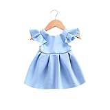 菲服 赤ちゃん 半袖 ちょう結び プリンセス ドレス （80-110） (ブルー, 80)