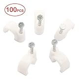Postta Cable Clips 7mm White Plastic Circle 100 Pieces Per Bag [並行輸入品]