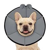Cavoyo エリザベスカラー 犬 エリザベスウェア 猫 軽量 ソフトケガ 介護 手術後の傷舐め/引っ掻き防止 食事/睡眠も邪魔しない 犬術後服 オス 可愛い 小/中/大型犬用 XS-XXXL (グレー, S)