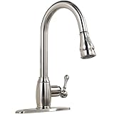 Comllen Best Commercial Single Handle Pull Out Sprayer Stainless Steel Kitchen Sink Faucet, Pull Dow