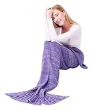 ファッションニットマーメイドテールBlanket for大人子供幼児用 M-56''x28'' パープル kid_mermaidBlanket_purple