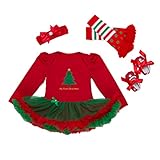 Zhuhaitf かわいいベビードレス 4 pieces Christmas Baby Girl Fashion Long sleeves ロンパース Tutu Bodysuits Outfit Se