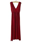 (Les Hiboux) 伸縮性抜群 ロング ワンピース フォーマル にも使える ノースリーブ マキシ丈 マタニティ ワンピ レ・イブー オリジナルタグ入り (ワインレッド)