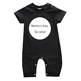 Ochine 新生児　幼児　女の子 ロンパース アルファベット柄 子供服 0-2歳設定 半袖 カバーオール 出産祝い　4サイズ選べる (S, ブラック)