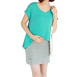 (ティアナ23)Tianna 23 家でも外でもリラックス 授乳服 ワンピース レイヤード 重ね着風 授乳口 付 マタニティー服 チュニック トップス おしゃれ 楽ちん マタニティ グリーン M サイ