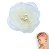Pearl Poppy Flower Hair Clip - Girl TruStay Clip - Best NO Slip Barrette For Fine Hair (GC5-Light Ye