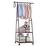 Carfeny コートラック ハンガーラック 収納 衣類 ラック キャスター付き 簡単に移動 耐荷重 75kg 幅55×奥行42×高さ160cm (ブラウン)