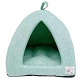 cecile's cottage 猫ハウス　猫 犬 ベッド テント ドーム型 キャットハウス 通年 グッズ おしゃれ ねこハウス 小型犬 猫用 犬用 ペット用 かわいい 室内 犬 イヌ ネコ クッション オールシーズン 犬 隠れ もふもふ 犬・猫兼用 … 麻風ドーム型テント (グリーン)