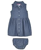 カーターズ Carter's ワンピース 前開き ノースリーブ 綿シャンブレー100% オムツカバー付き Chambray Shirt Dress 18M (78-83cm)