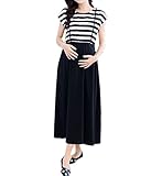 MissとMr 授乳服 マタニティ ワンピース 授乳口 ロング 春 夏 ボーダー ファスナー 楽ちん (L)