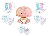 loonballoon Baby Gender Reveal Girl Boyピンクブルーシャワーおむつ( 9 )マイラー&ラテックスバルーンC