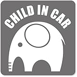 imoninn CHILD in car ステッカー　【マグネットタイプ】　No.01　ゾウさん　（シルバーメタリック）