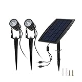 Tomshine 2W ソーラースポットライト 130LM 2-IN-1 長さ3ｍ 芝生ランプ 防水 調節可能 自動オン/オフ 屋外庭園用