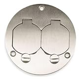 Hubbell Wiring Systems SA3925 Aluminum Round Floor Box Duplex Flap Single Service Cover, 3-7/8" Diam