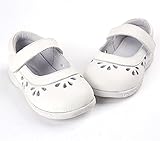 Candykids プリンセス 子供 キッズ靴 フラットシューズ 女の子 ガールズ ベルクロシューズ レザー入園式 発表会 プレゼント 演奏会 花嫁介添人 フラワーガール (17.5cm, ホワイト)