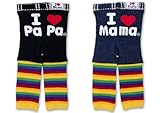 (アイラブパパアンドママ)【I lovePaPa&Mama】 アイラブパパ&ママ 丸編み アイラブプリント カラフル ボーダー柄 だまし絵スパッツ 80cm/90cm/95cm 80-95 パパブラッ