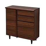 アビライト 日本製(大川家具) ラウンドエッジウォールナットシリーズ 幅77 薄型リビングボード fk0063