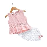 ベイビー服 女の子 Pojour Ｔシャツ+パンツ ノースリーブトップス ガールズかわいい2セット 子供ギフト 綿 通気 80cm ピンク
