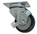 RWM Casters VersaTrac 27 Series Plate Caster Swivel with Brake Urethane on Polypropylene Wheel Ball 