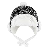 C-Princess 幼児 ベビー 帽子 ニット キャップ パイロット帽子 飛行帽 耳あて付 裏起毛 防寒 防風 子供 キッズ 女の子 男の子 アウトドア ブラック