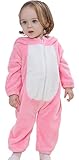 (コ-ランド) Co-land ベビー ロンパース 動物 着ぐるみ クマ コスチューム あったか パジャマ 幼児 赤ちゃん カバーオール 出産祝い ピンク 80