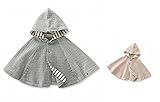 B.H. Select フード付き ベビーポンチョ ニットキルト生地 アウター ベビーケープ お出かけ 出産祝い プレゼント に最適 (Sサイズ（70-80 グレー）) BH79-1