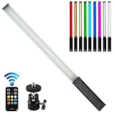 FOTOBETTER LED ハンドヘルド RGB ビデオライト 杖 スティック 写真ライト 10色 充電式バッテリー内蔵 リモコン付き ホットシューボールヘッドアダプター付き 明るさ1000ルーメン