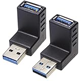 KAUMO USB3.0 変換アダプタ 2個セット (Aオス/Aメス 直角 上向き/下向き ブラック) KM-UC244 KM-UC245