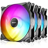 Antec 140mm RGBファン 140mmケースファン 厚さ30mm ケースファン 1500RPM 95.44CFM 1.94mmH2O 5V 3ピンアドレス可能 RGBファン コントローラー付き マザーボード同期 4ピンPWMコントロール Storm T3シリーズ