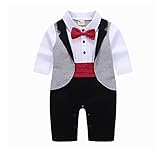 Goodparty ベビー フォーマル スーツ 子供服 男の子 ロンパース タキシード 蝶ネクタイ付き 入園式 卒園式 結婚式 (70, レッド)