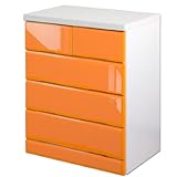 タンスのゲン 国産 鏡面タンス 完成品 幅60cm 4段 マカロン マンゴーオレンジ 02010110 OR