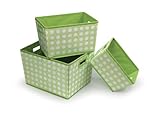 Badger Basket 3 Pack Polka Dot Nesting Trapezoid Shape Folding Baskets, Sage by Badger Basket [並行輸入品