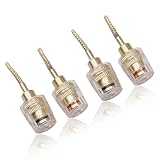 SELECOCO バナナプラグ 変換 メス端子 4mm バナナジャック メス 4個セット アンプ バナナプラグ対応 スピーカーワイヤー メッキ 赤黒