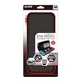 アローン Switch用 カーボン調 EVAポーチ 有機ELモデル対応 耐衝撃 軽量 コンパクト ハードケース ゲームカード収納 日本メーカー ブラック×レッド