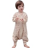 quavey Baby Sleeping Bag Cotton Wearable Blanket長袖でフィート L(90M) ベージュ