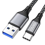 RAVIAD USB Type C ケーブル【2M/QC3.0対応】タイプ C ケーブル 3A 急速充電 高速データ転送 高耐久ナイロン編み USB-A to USB-C ケーブ ル Galaxy S20 S10+ S9、 P30 P20 P10、LG その他Android USB-C機器対応 - グレー