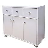 幅80cm キャスター付き キッチンカウンター (アイボリー)