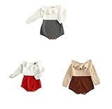 かわいい　ベビー キッズ カバーオール 　長袖ニットロンパース　出産祝い ギフト 　クリスマスプレゼント (90サイズ, ブラウン)