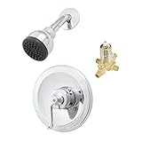 Aqueous KS-12010CH Shower Kit with Trim, Traditional Showerhead, and Rough-in Valve, Chrome [並行輸入品]