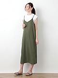 Angeliebe エンジェリーベ マタニティ ワンピース 授乳口付き キャミ ワンピ ＆ リブ トップス セット 妊婦服 産前 産後 半袖 S ～ M カーキ 21864 21864201