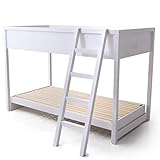 二段ベッド 上下段分離 上段ロフト 下段シングルベッド はしご組み換え可能 スノコ 無垢材 子供用ベッド 2段ベッド ミドルタイプ ホワイト