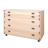 キャスター付桐チェスト隅金具付き　5段　HI-0044