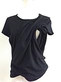 【 MADE IN JAPAN 】授乳機能付き Tシャツ〔出産後用授乳服〕 (M, ブラック)